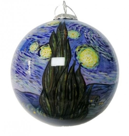 Hand-painted glass Christmas ball